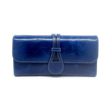 Load image into Gallery viewer, genuine leather oil wax multi folder solid wallet long purse for women