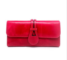 Load image into Gallery viewer, genuine leather oil wax multi folder solid wallet long purse for women