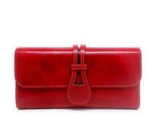 Load image into Gallery viewer, genuine leather oil wax multi folder solid wallet long purse for women