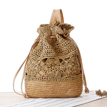 Load image into Gallery viewer, SUDS Summer Drawstring Lace Crochet Straw Beach Bags