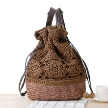 Load image into Gallery viewer, SUDS Summer Drawstring Lace Crochet Straw Beach Bags