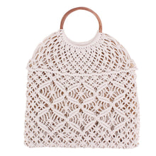 Load image into Gallery viewer, Rattan Cotton Rope Hollow Straw Woven Beach Bag