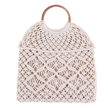 Load image into Gallery viewer, Rattan Cotton Rope Hollow Straw Woven Beach Bag