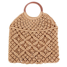 Load image into Gallery viewer, Rattan Cotton Rope Hollow Straw Woven Beach Bag