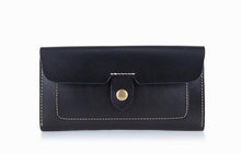 Load image into Gallery viewer, Cow leather women solid fashion long purse handmade hasp wallet
