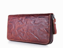 Load image into Gallery viewer, Cow leather women solid fashion long purse handmade hasp wallet