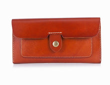 Load image into Gallery viewer, Cow leather women solid fashion long purse handmade hasp wallet