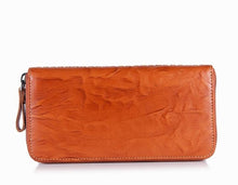 Load image into Gallery viewer, Cow leather women solid fashion long purse handmade hasp wallet