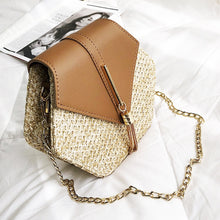 Load image into Gallery viewer, Hexagon Mulit Style Straw+pu Bag Handbags Women