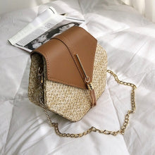 Load image into Gallery viewer, Hexagon Mulit Style Straw+pu Bag Handbags Women