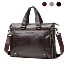 Load image into Gallery viewer, Men's Leather Briefcase PU Material 15inch Men's Shoulder Bag
