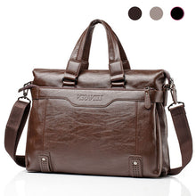 Load image into Gallery viewer, Men's Leather Briefcase PU Material 15inch Men's Shoulder Bag