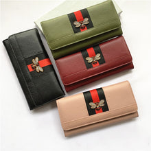 Load image into Gallery viewer, Leather short paragraph bee pearl small wallet